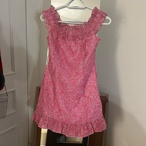 Cute frills pink flower dress